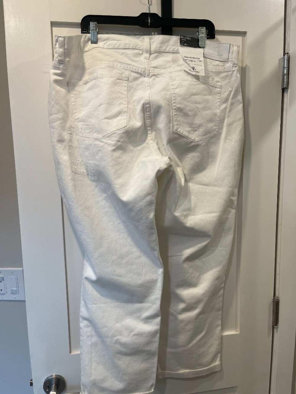 Women's New Ralph Lauren White Cotton Jeans w/Lace Details Sz 16W $195 - Picture 10 of 13